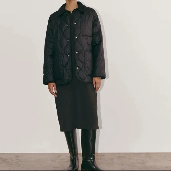 Everlane Quilted Ranch Jacket Chore Barn Corduroy Collar Black Size M - Picture 2 of 9